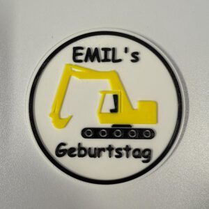 Kindergeburtstag - Glasuntersetzer - Bagger individuell Geburtstagsfeier 5 Stück