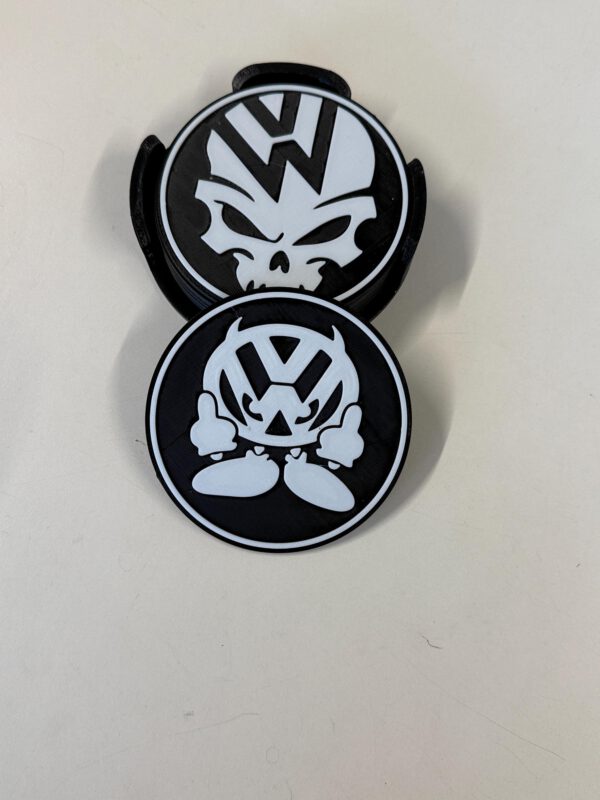 VW Skull Glasuntersetzer-Set (5 Stk. + Halter) Totenkopf - Volkswagen